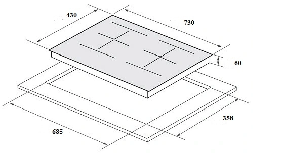 KÍCH THƯỚC BẾP TỪ ĐÔI EUROSUN EU-T798PRO