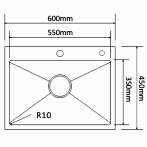 CHẬU RỬA 1 HỘC CREAVE INOX 304 CR-6045 - Ban ve kich thuoc chau rua bat 1 ho Son Ha HM.X.1C.60.2.3