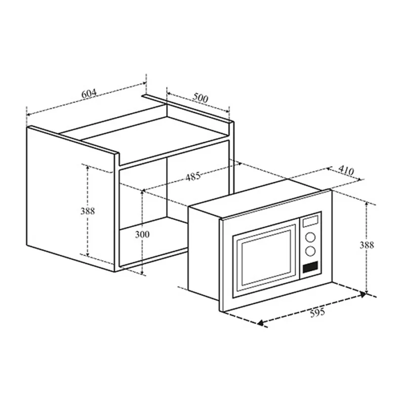 KÍCH THƯỚC LÒ VI SÓNG KẾT HỢP LÒ NƯỚNG EUROSUN MWO-30EUR