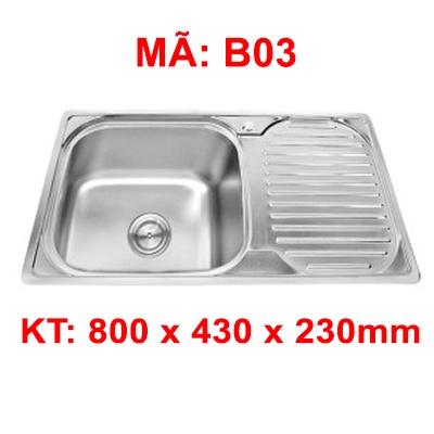 CHẬU RỬA CHÉN INOX 1 HỘC WINLAND B03