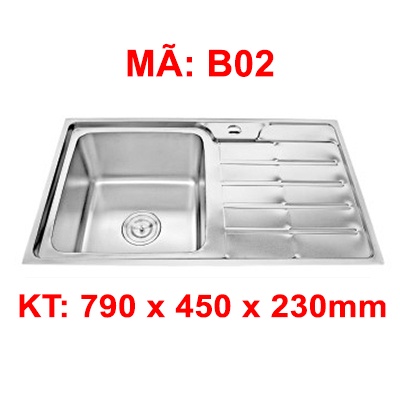 CHẬU RỬA CHÉN INOX 1 HỘC WINLAND B02