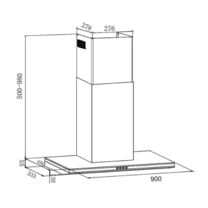 KÍCH THƯỚC HÚT MÙI 90CM EUROSUN EH-90AF75