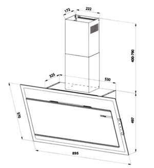 KÍCH THƯỚC HÚT MÙI GẮN TƯỞNG 90CM EUROSUN EH-90CN78B