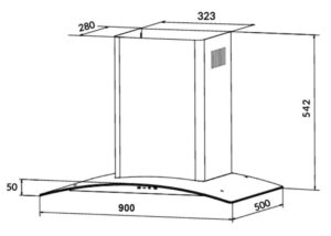 KÍCH THƯỚC HÚT MÙI GẮN TƯỜNG 90CM EUROSUN EH-90K35