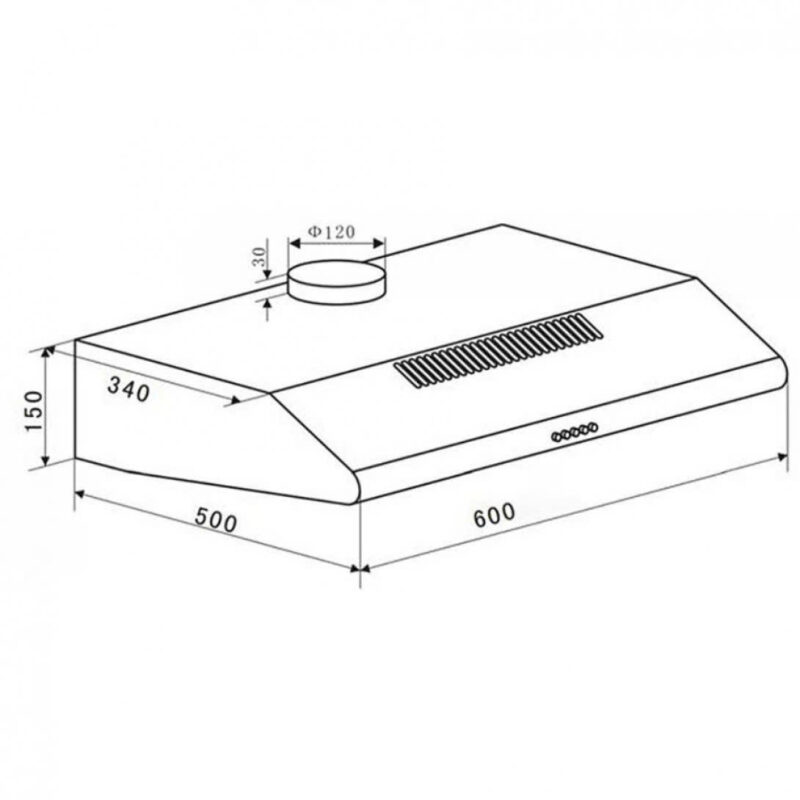 KÍCH THƯỚC HÚT MÙI ÂM TỦ INOX 60CM EUROSUN EH-60CF19S