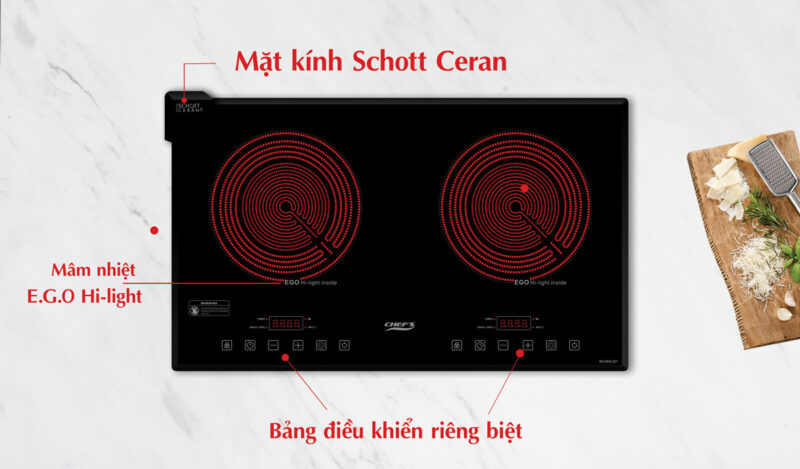 BẾP HỒNG NGOẠI ĐÔI CHEFS EH-DHL321