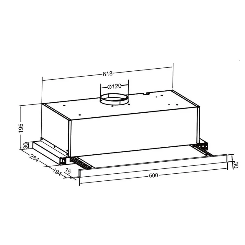 KÍCH THƯỚC HÚT MÙI ÂM TỦ MÀU ĐEN 60CM EUROSUN EH-60AF85B