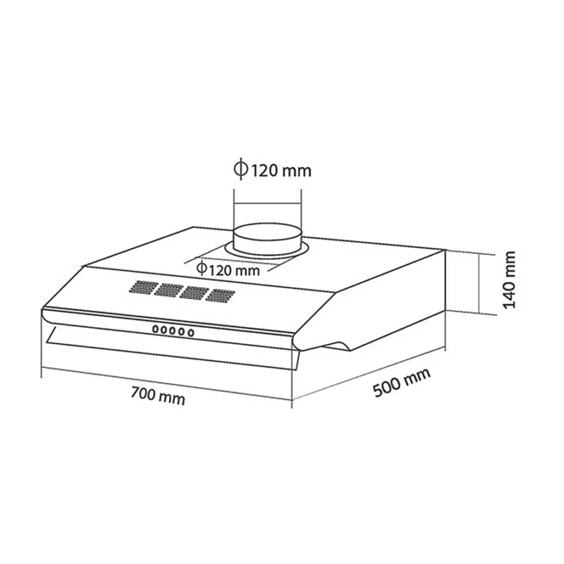 KÍCH THƯỚC HÚT MÙI ÂM TỦ INOX 70CM EUROSUN EH-70C18S