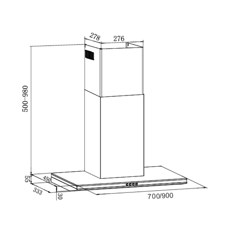 KÍCH THƯỚC HÚT MÙI GẮN TƯỜNG 90CM EUROSUN EH-90AF75S