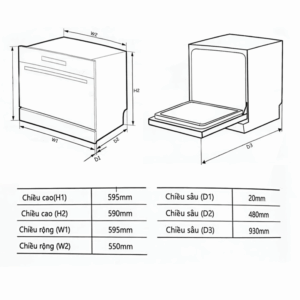 MÁY RỬA BÁT MÀU ĐEN CHEFS EH-DW408DB - 91