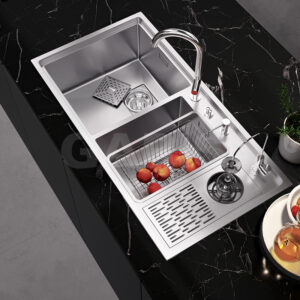 CHẬU RỬA BÁT 2 HỐ GARIS MS22.96 - chau rua tich hop may rua coc chen garis ms22 96