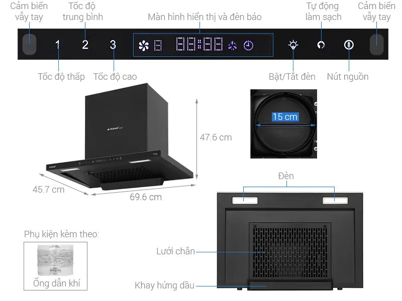 BẢNG ĐIỀU KHIỂN MÁY HÚT MÙI ÁP TƯỜNG PRAMIE TT70