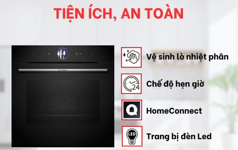LÒ NƯỚNG ÂM TỦ BOSCH HBG7341B1B SERI 8 THỦY PHÂN