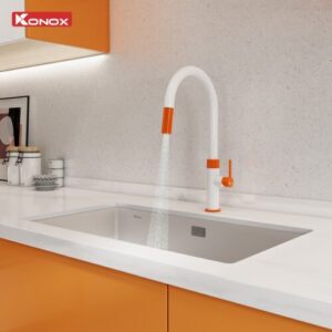 VÒI RỬA DÂY RÚT KONOX LASI ORANGE - Voi mau White Orange water 2 500x500 1