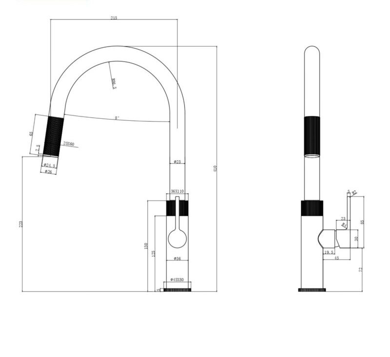 KÍCH THƯỚC VÒI RỬA DÂY RÚT KONOX LASI ORANGE