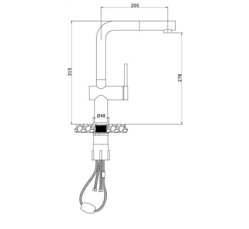 THÔNG SỐ KỸ THUẬT CỦA VÒI RỬA BÁT DÂY RÚT KONOX STREAM SMART BLACK