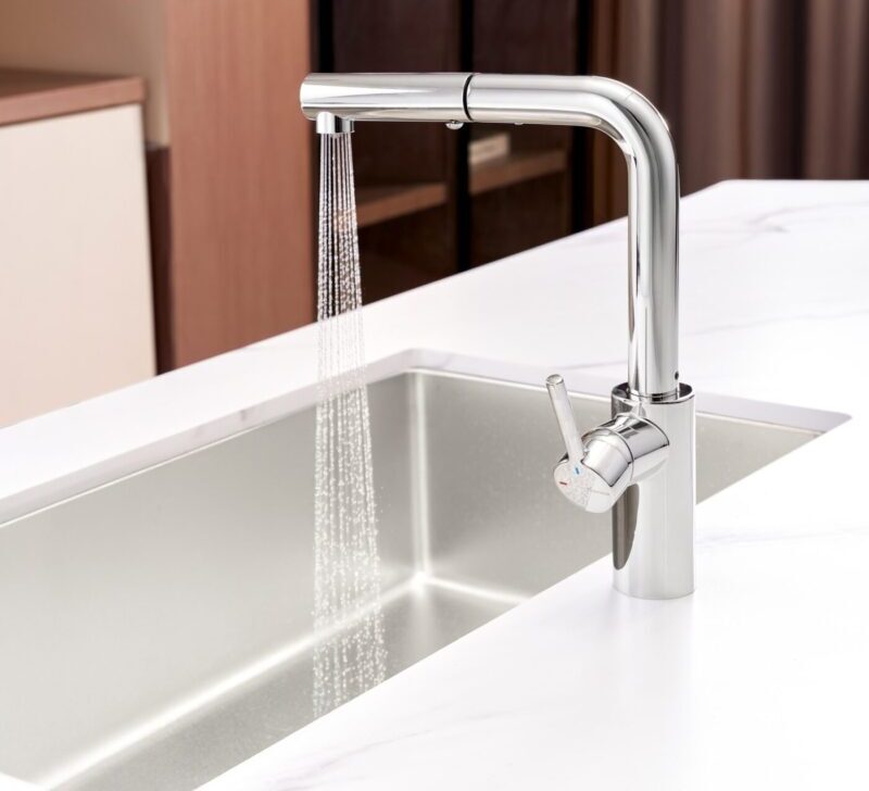 VÒI RỬA BÁT DÂY RÚT KONOX VIRA CHROME