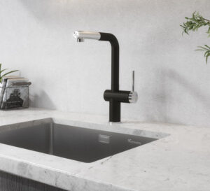 VÒI RỬA BÁT DÂY RÚT KONOX STREAM SMART BLACK - voi rua bat day rut Konox Stream Black e1768235656598